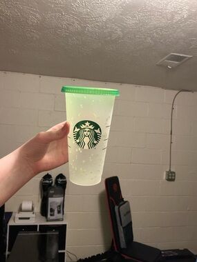 Starbucks Translucent Cup with Bright Green Logo and Neon Green Lid